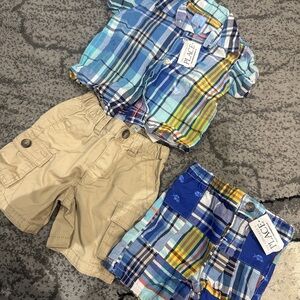 The Children's Place Plaid and Tan Shorts Set